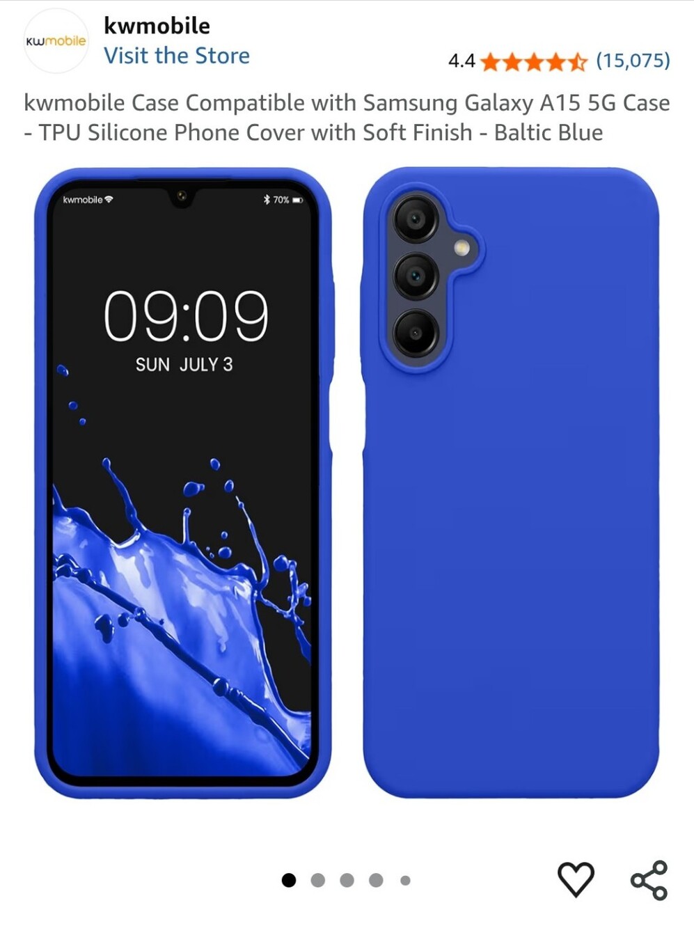 Baltic Blue Silicone TPU Case for Samsung Galaxy A15 5G